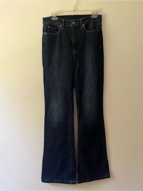 GAP 70s High Rise Flare Jeans 30 TALL Dark Wash